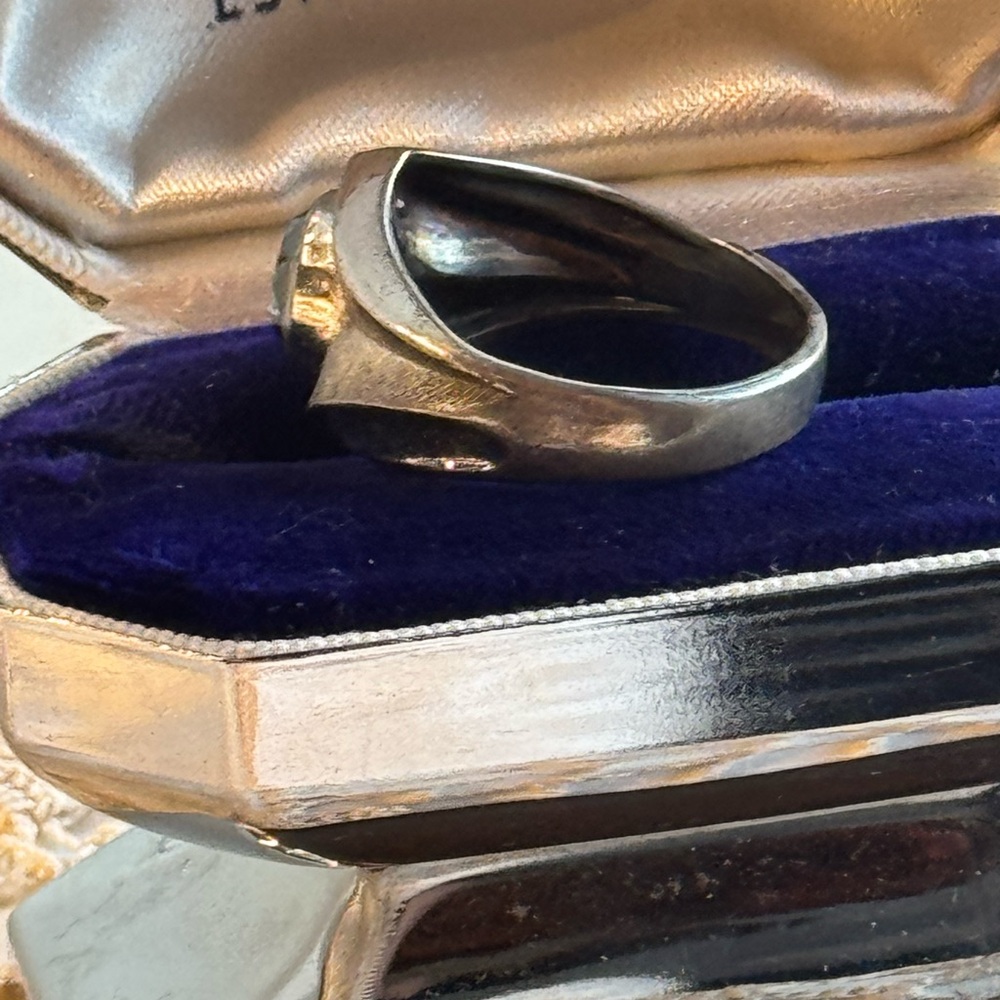 Mens MC Mid century 1960s sterling silver modernist 925 hematite ring - Picture 8 of 9
